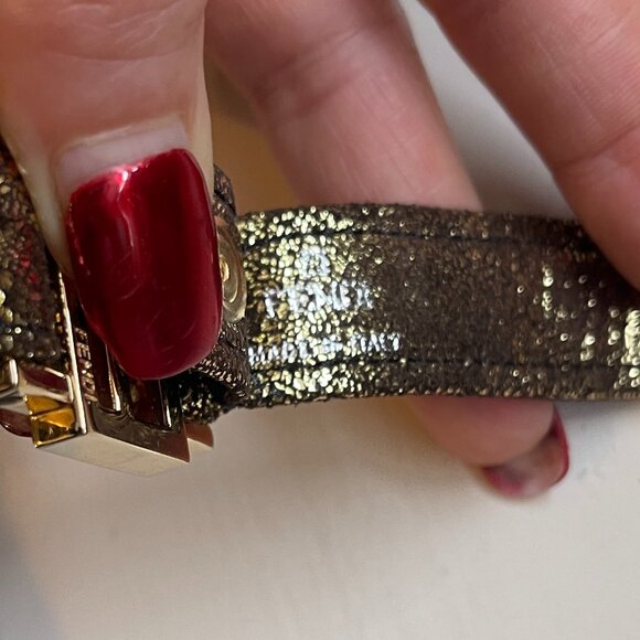 Auth Fendi Gold Metallic Micro Zucchino key charm - Picture 12 of 14